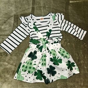 Baby Girl 3 TO 6 months St. Patrick's Day Skirt and Onsie New w/o Tag Clover